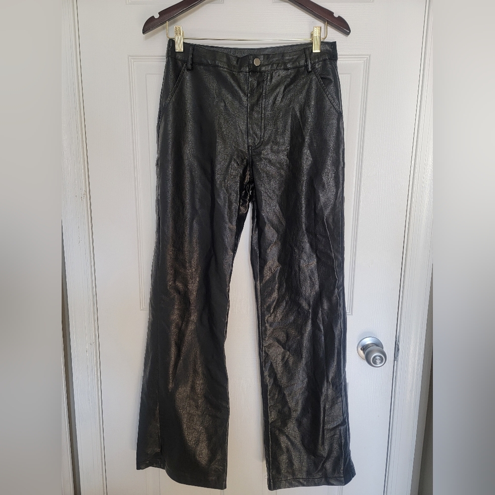 Princess Polly Black Faux Leather Pants Size 6